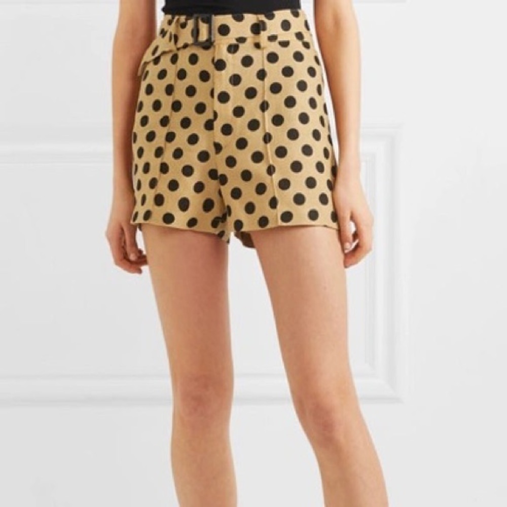 Lisa Marie Fernandez Black and Gold Polka Dot High Waist Linen Shorts Size 2
